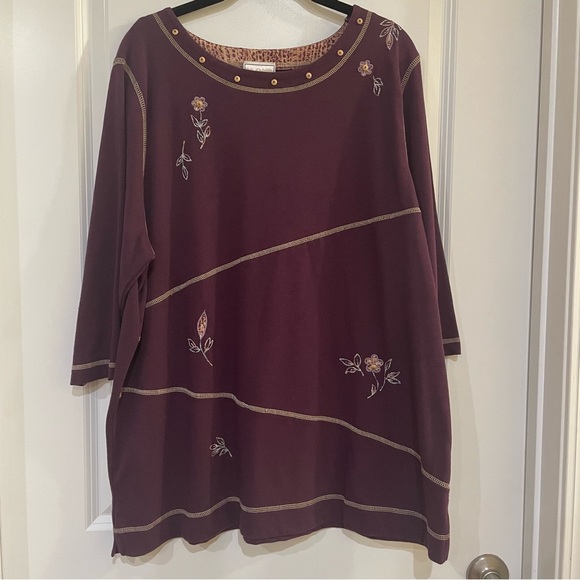 Nada Valley ladies embroidered & beaded purple blouse plus size 1X - Picture 1 of 7